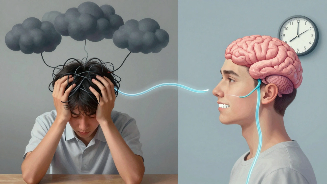 Dvě strany jednoho studenta: jedna bolestná a zmatečná, druhá klidná s přítokem kyslíku do mozku.