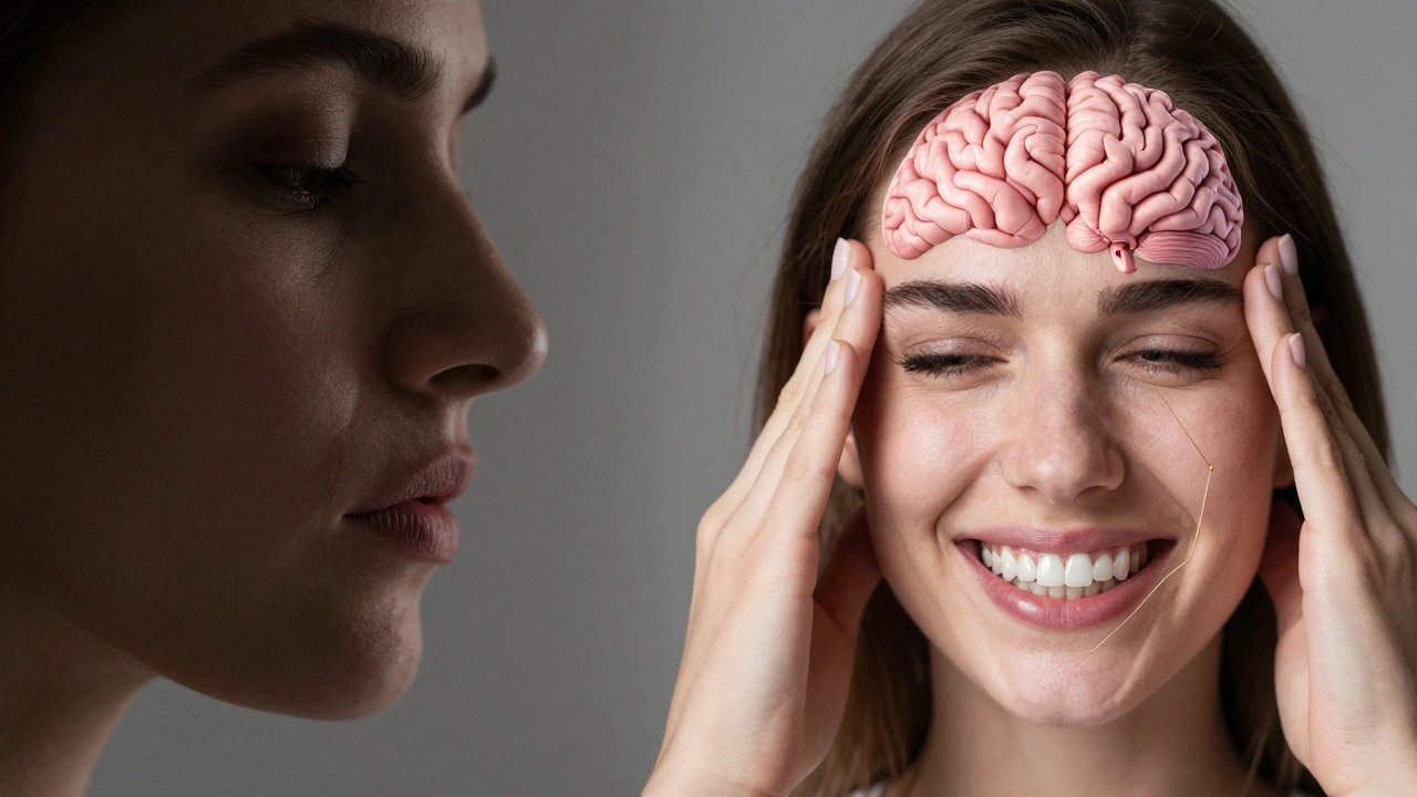 Rozdělený portrét: napětí vs. sebevědomí po ortodontické léčbě.