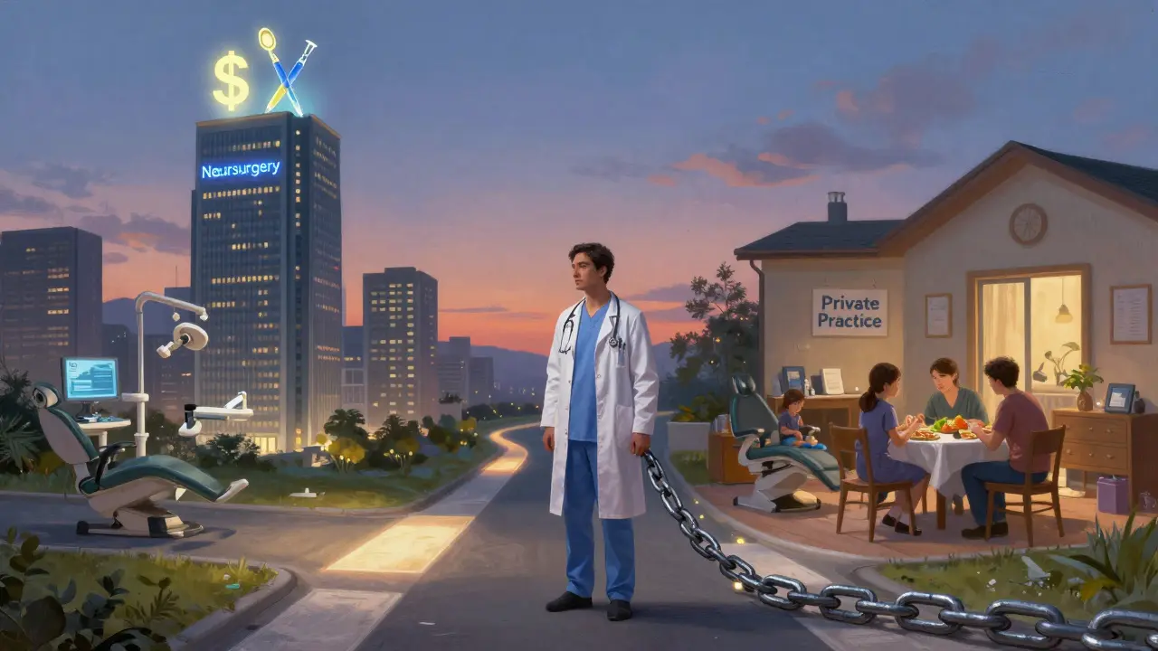 Lékařský student stojí na rozcestí mezi vysokým příjmem a osobním životem.