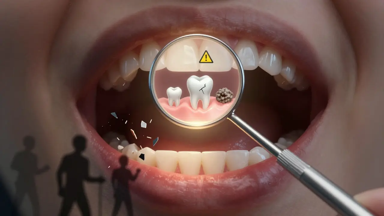 Kvalitní dentální zrcátko s LED světlem odhaluje skryté problémy v ústech, zatímco levné verze shora padají.