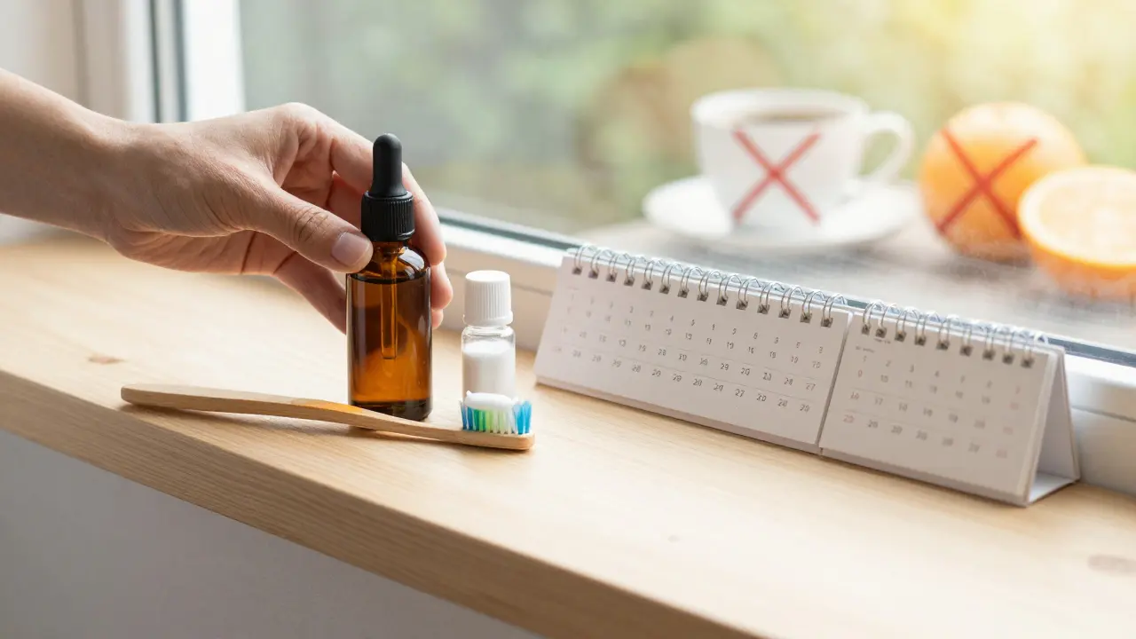 Tříměsíční cesta k zdravým zubům s přírodními prostředky na výši okna.