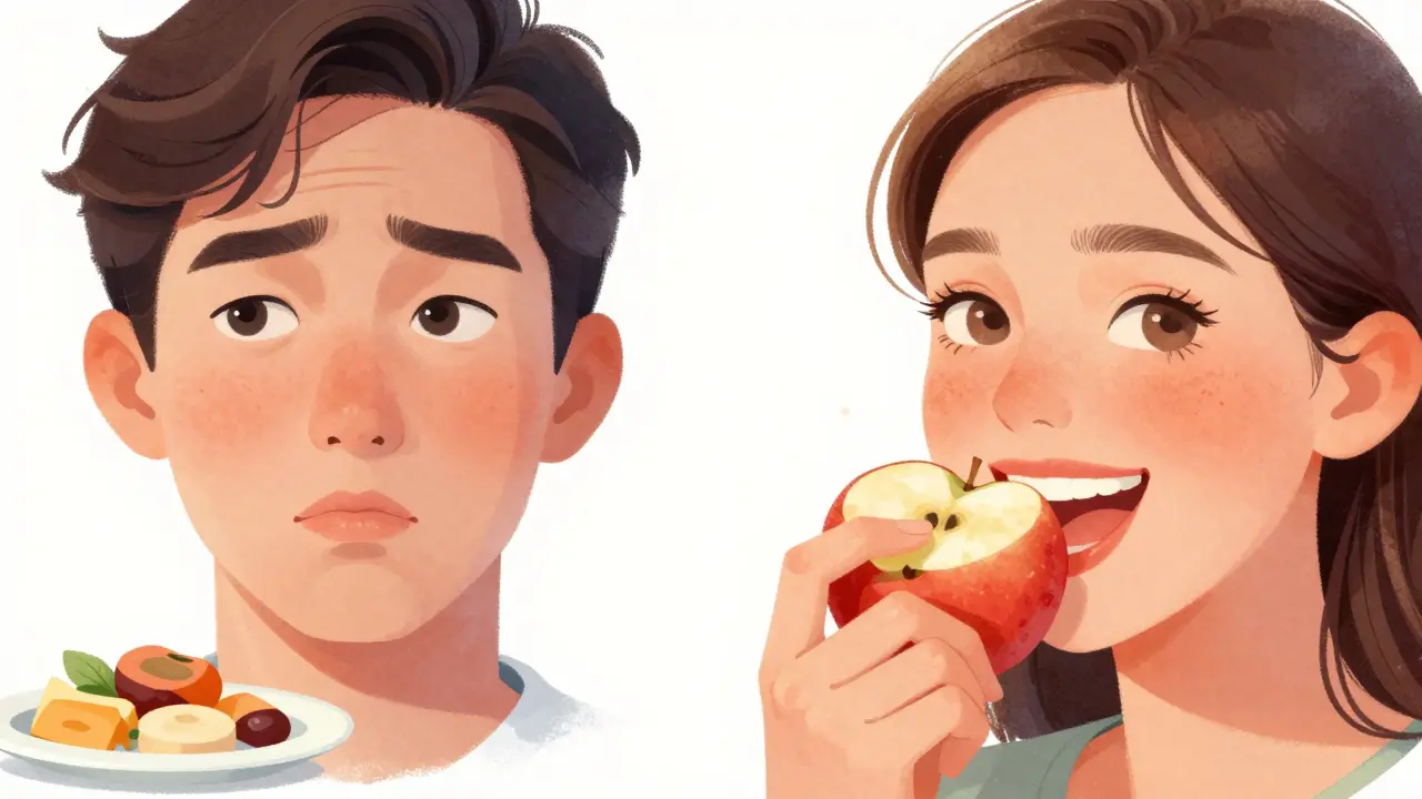 Porovnání tváře před a po zubních implantátech: vpadlé vs. plné čelo.