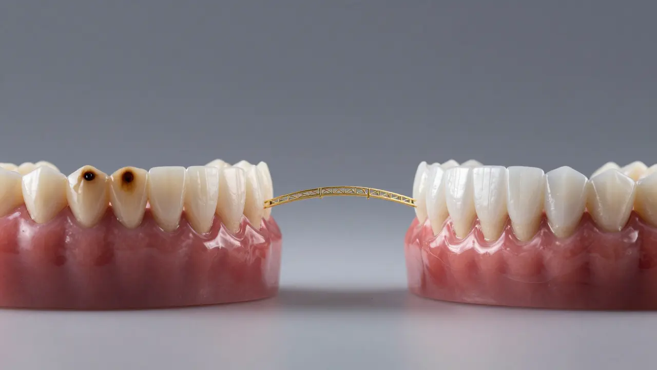 Porovnání žloutlých zubů a jejich transformace pomocí celokeramických fázet v časové škále.