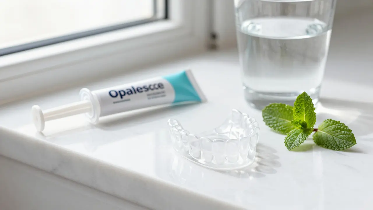 Profesionální bělící formírky a gel na mramorovém povrchu.