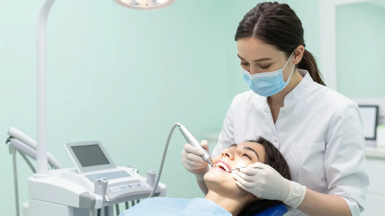 Profesionální zubní hygiena u pacienta s fixní aparaturou.