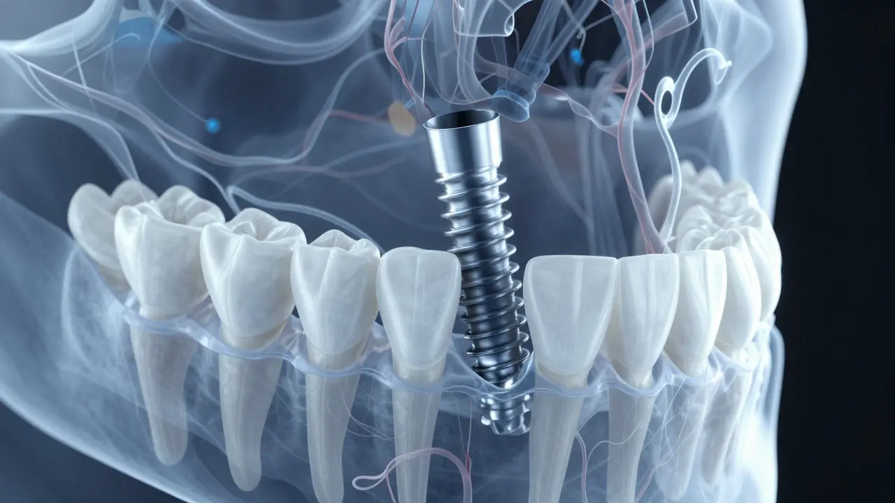 3D vizualizace umístění zubního implantátu do čelisti