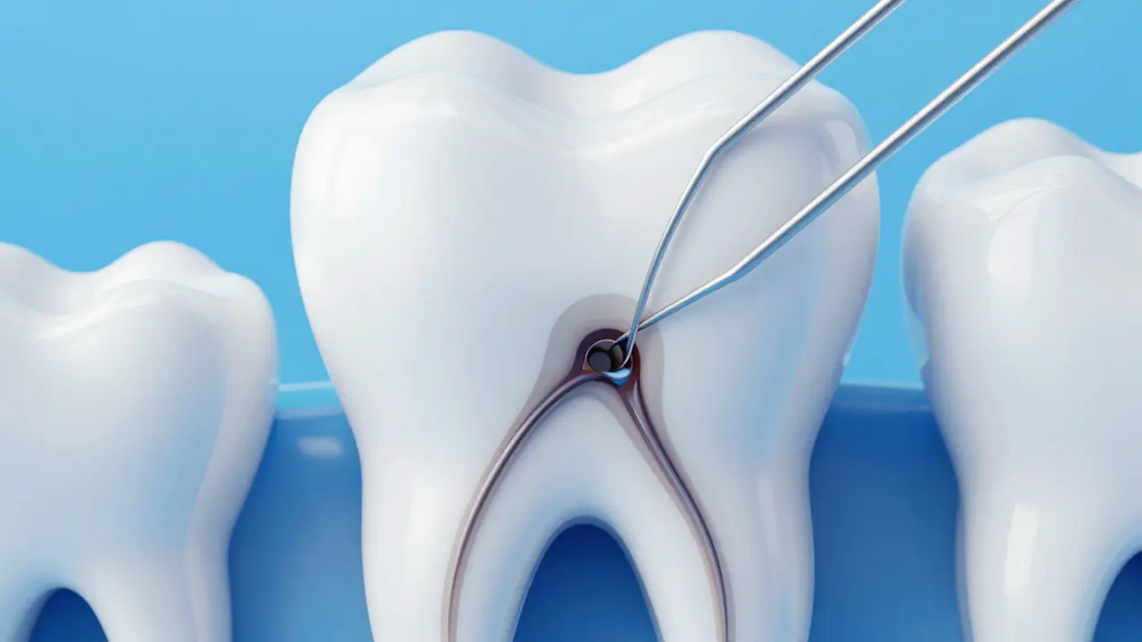 Proces čištění kořenových kanálků při endodontické léčbě