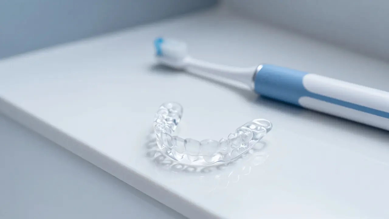 Retainer a hygienické pomůcky na umyvadle
