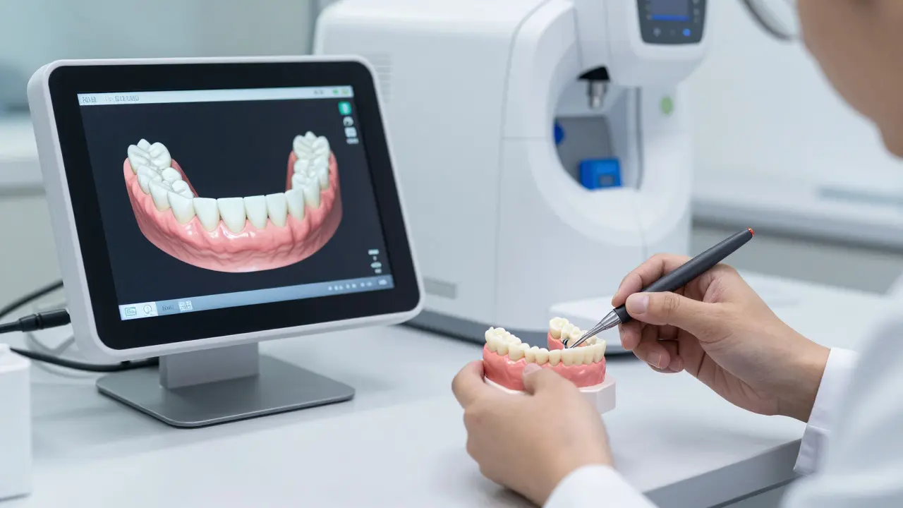 Zubní laboratoř při výrobě keramických korunek pomocí CAD/CAM