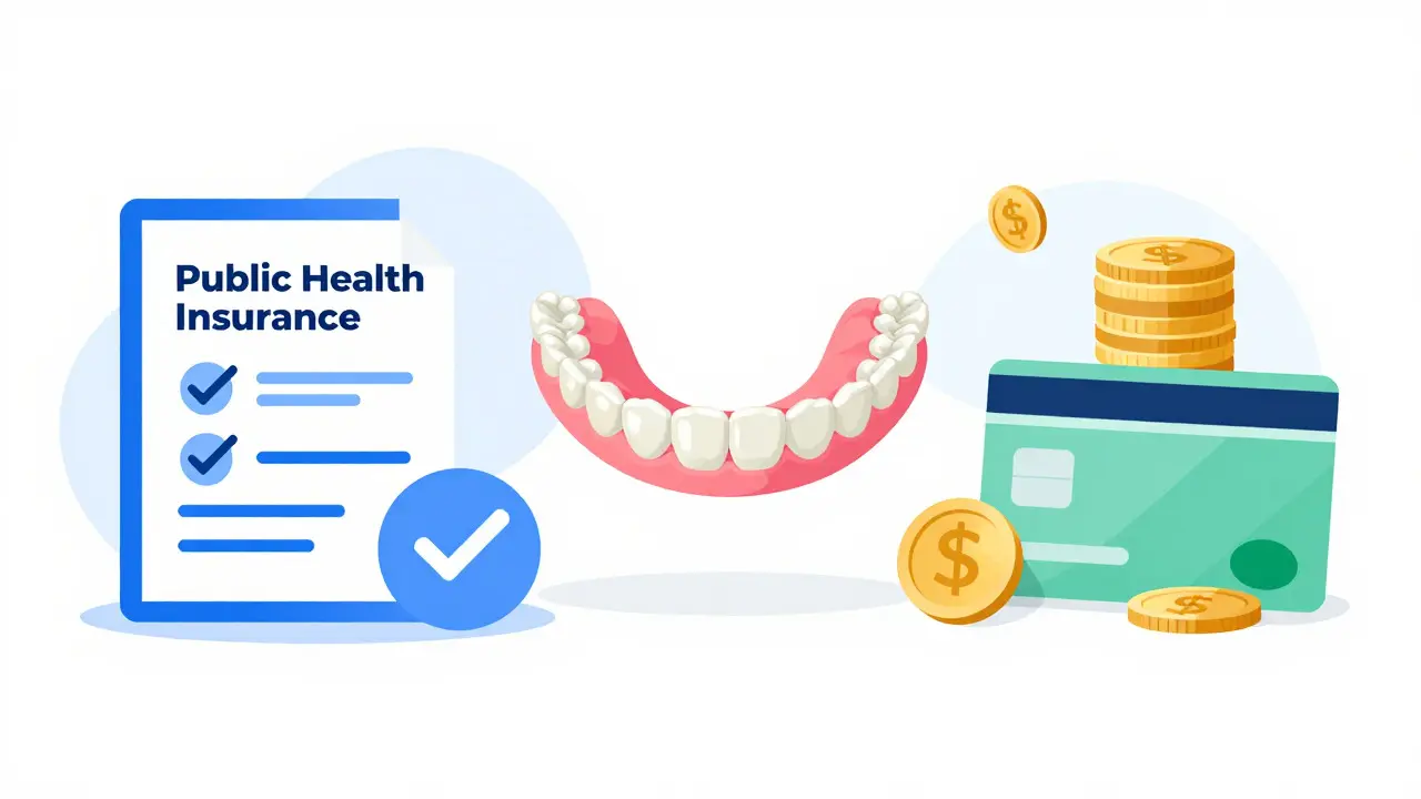 Illustration comparing public and private insurance coverage for braces