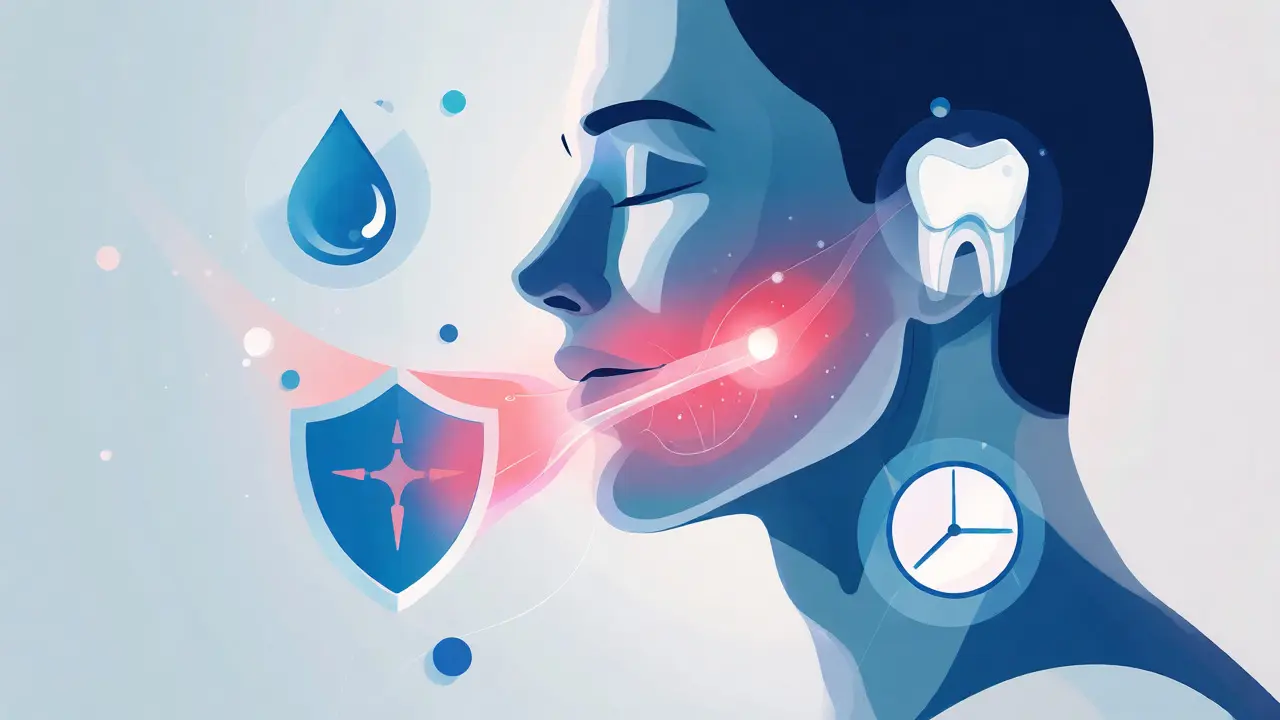 Ilustrace ochrany zubů slinou a správné hygienické rutiny