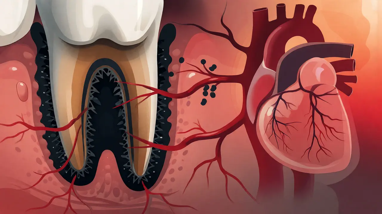 Ilustrace spojení mezi ústní infekcí a srdcem