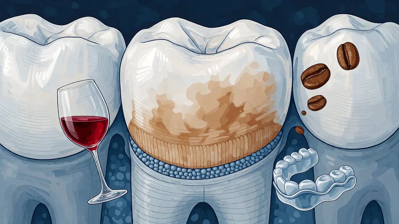 Konceptuální ilustrace životnosti a péče o zubní fazety